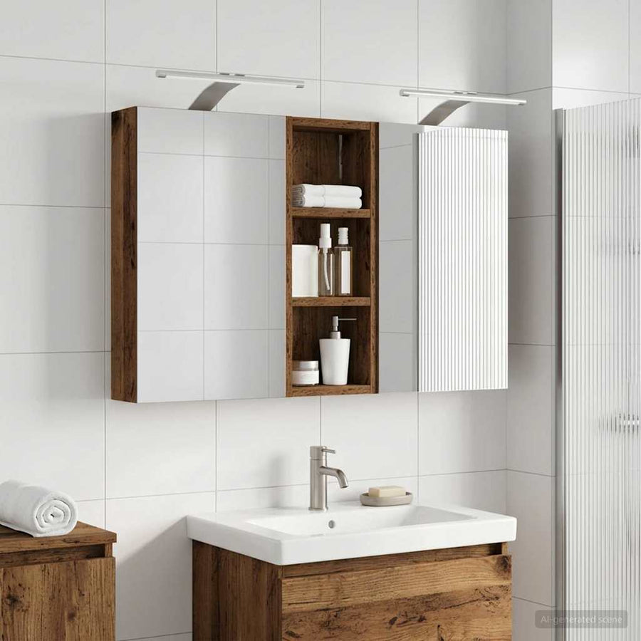 Badkamerkastenset 3 pcs 80 x 10,5 x 50 cm Bewerkt hout
