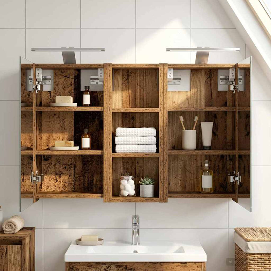Badkamerkastenset 3 pcs 80 x 10,5 x 50 cm Bewerkt hout