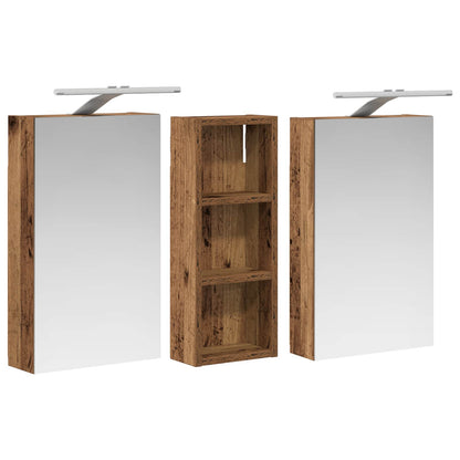 Badkamerkastenset 3 pcs 80 x 10,5 x 50 cm Bewerkt hout