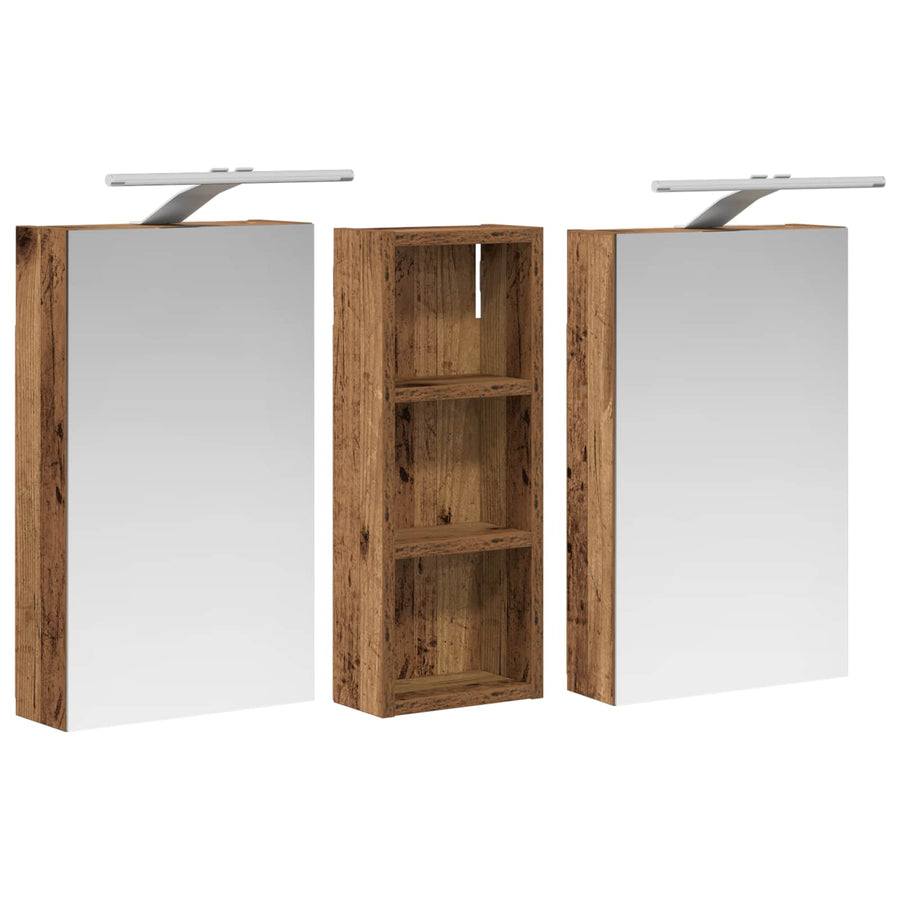 Badkamerkastenset 3 pcs 80 x 10,5 x 50 cm Bewerkt hout