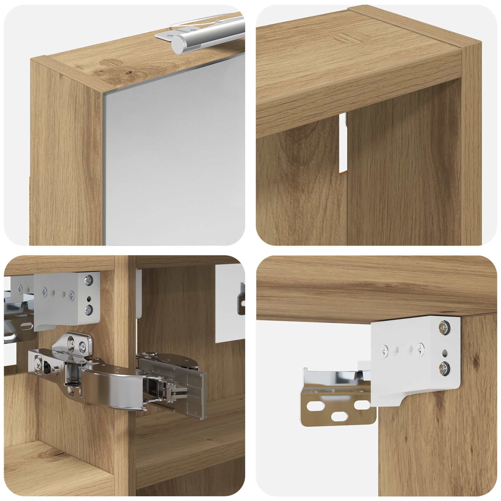 Badkamerkastenset 3 pcs 80 x 10,5 x 50 cm Bewerkt hout