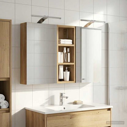 Badkamerkastenset 3 pcs 80 x 10,5 x 50 cm Bewerkt hout