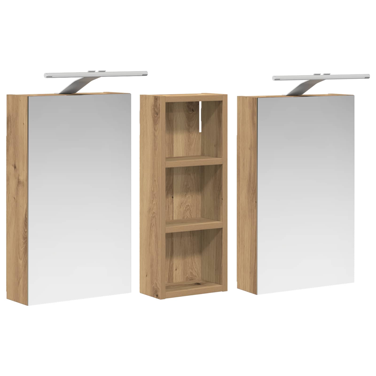 Badkamerkastenset 3 pcs 80 x 10,5 x 50 cm Bewerkt hout
