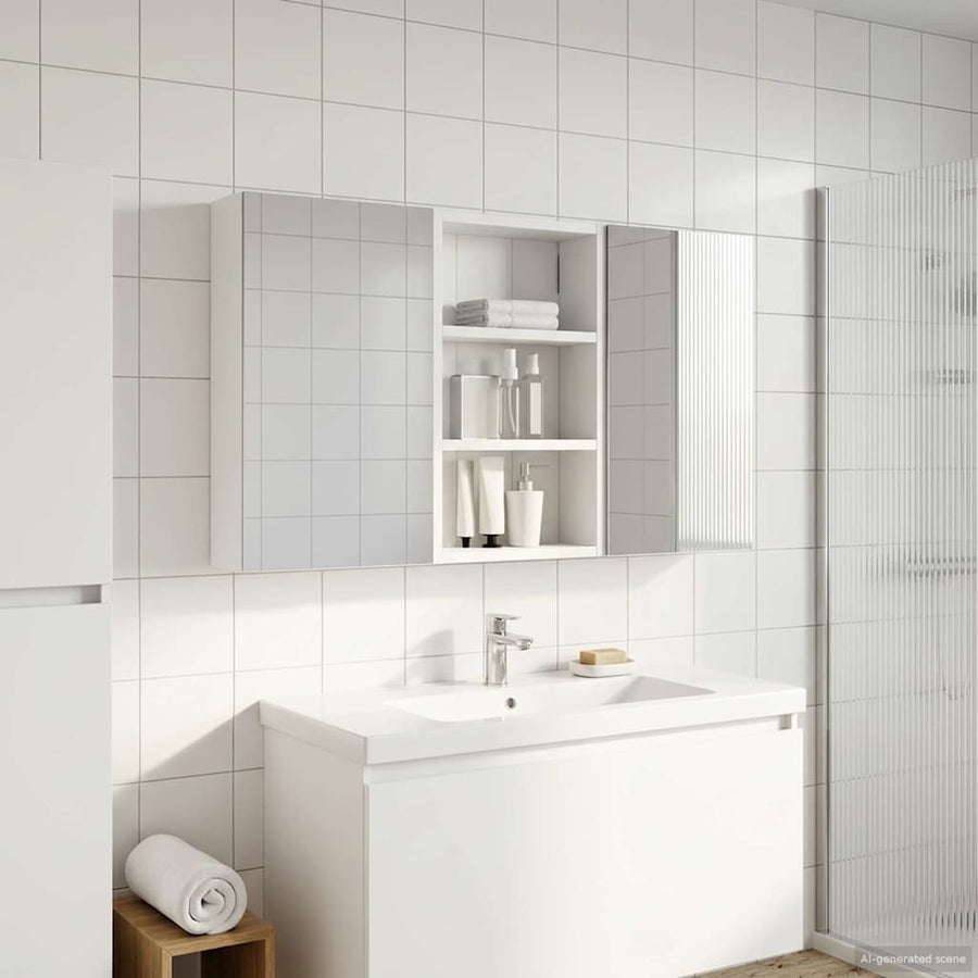 Badkamerkastenset 3 pcs 90 x 10,5 x 50 cm Bewerkt hout