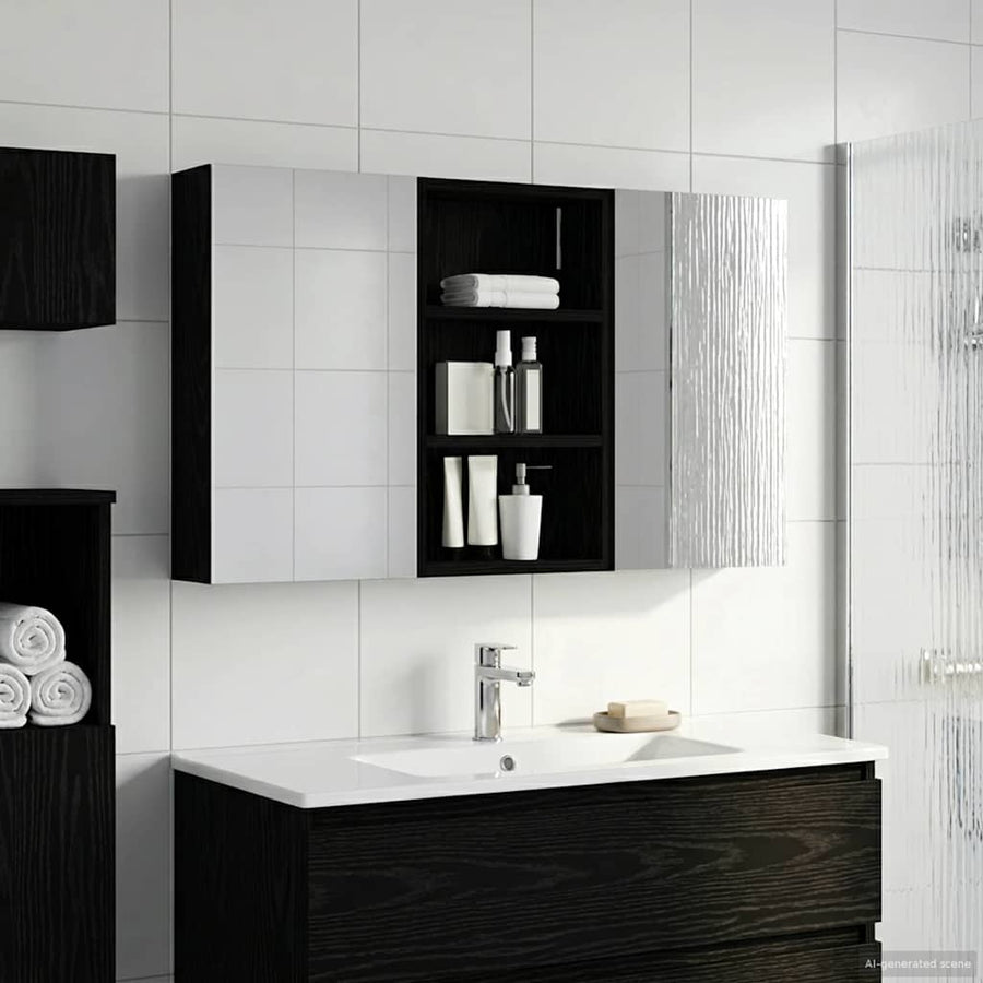 Badkamerkastenset 3 pcs 90 x 10,5 x 50 cm Bewerkt hout