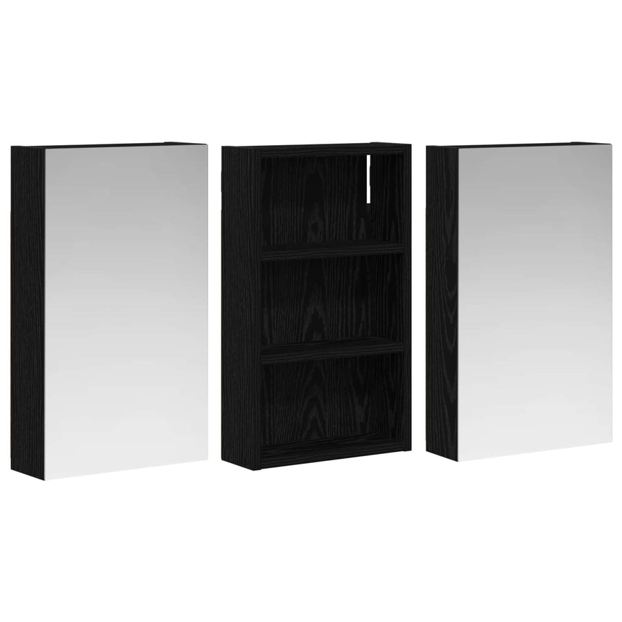 Badkamerkastenset 3 pcs 90 x 10,5 x 50 cm Bewerkt hout