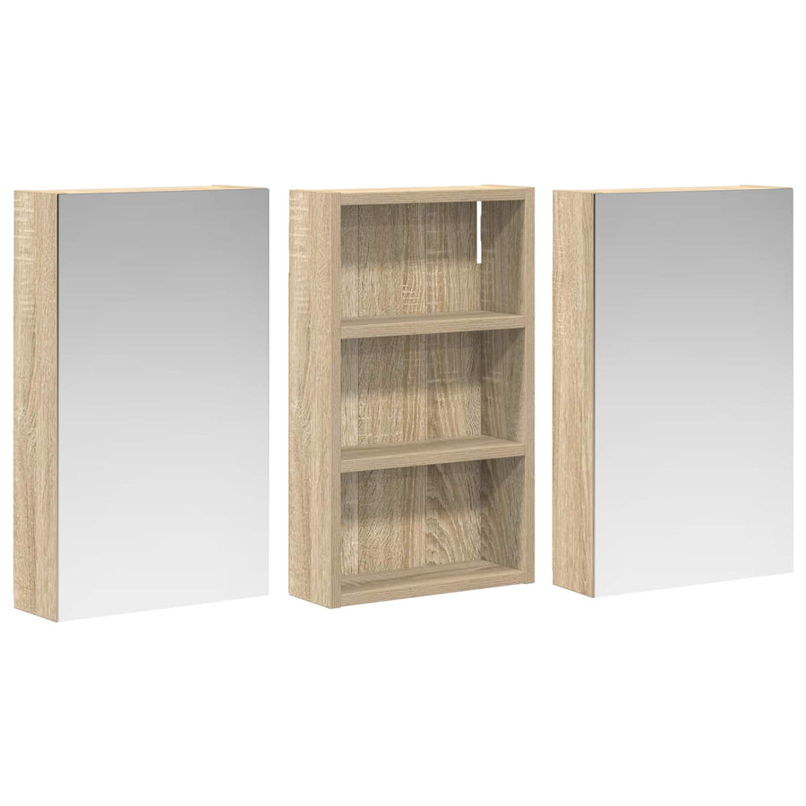 Badkamerkastenset 3 pcs 90 x 10,5 x 50 cm Bewerkt hout