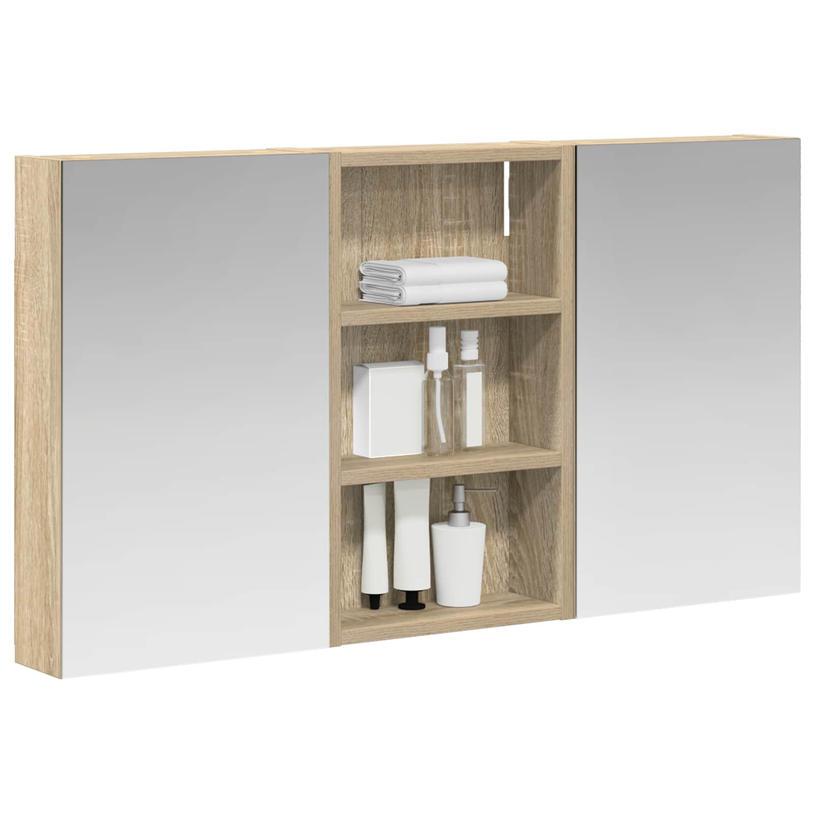 Badkamerkastenset 3 pcs 90 x 10,5 x 50 cm Bewerkt hout