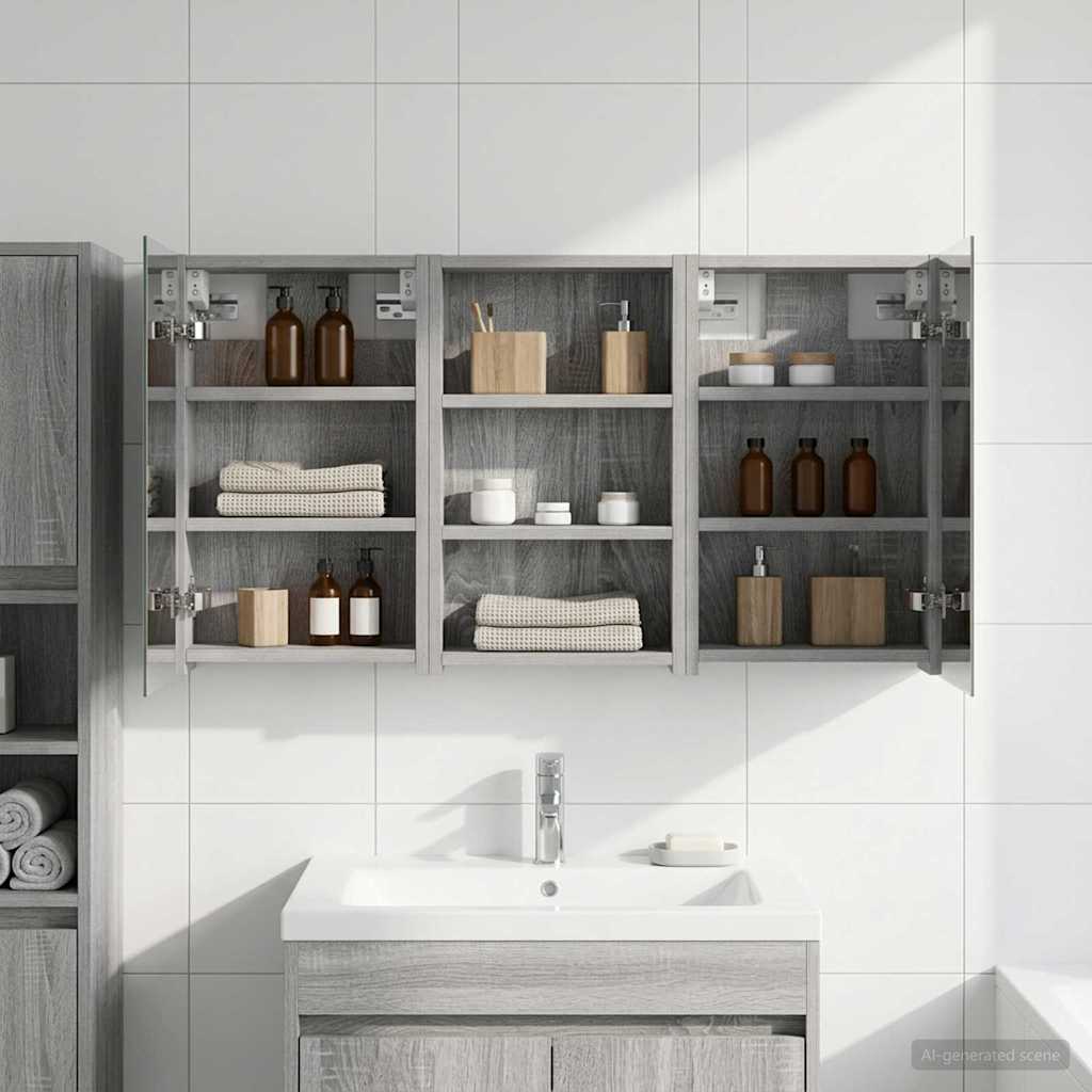 Badkamerkastenset 3 pcs 90 x 10,5 x 50 cm Bewerkt hout