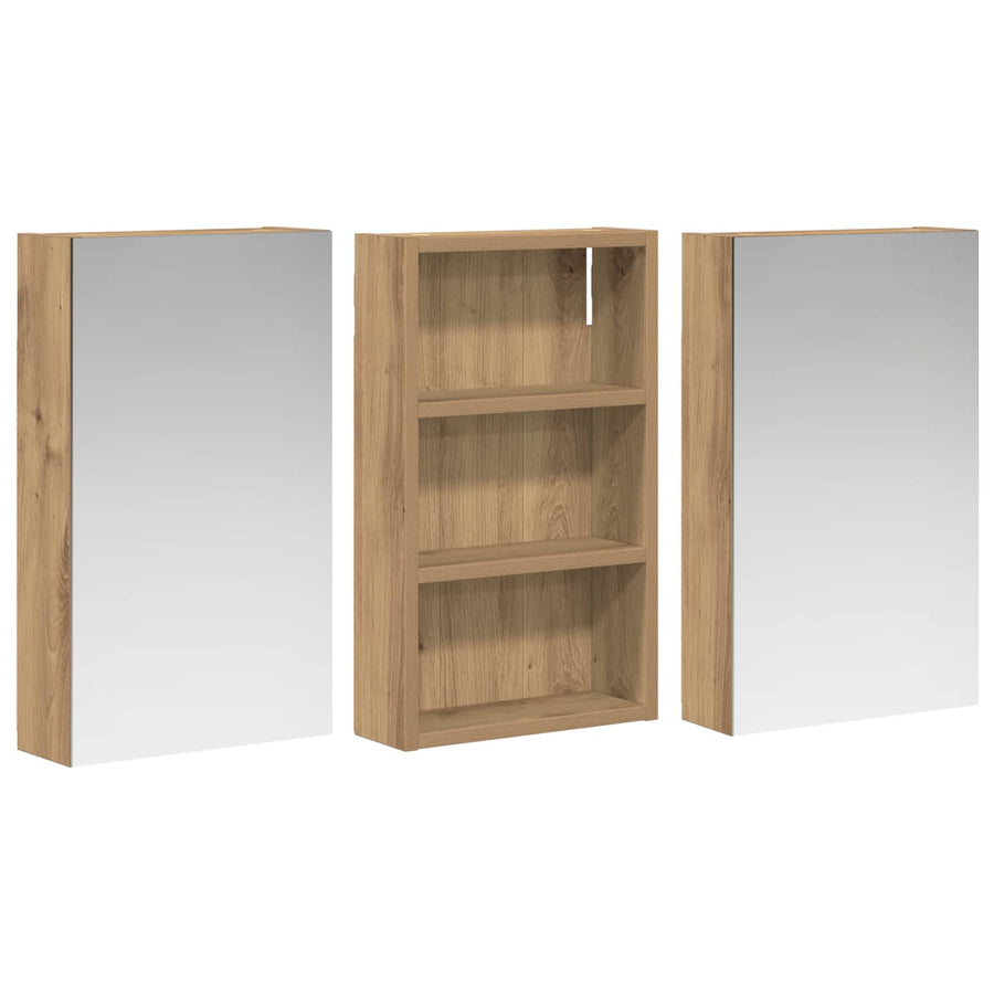 Badkamerkastenset 3 pcs 90 x 10,5 x 50 cm Bewerkt hout