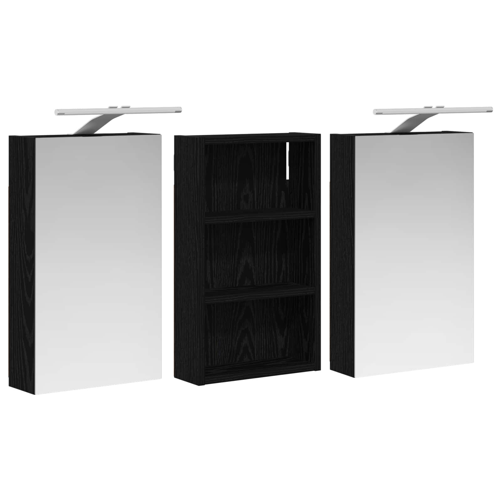 Badkamerkastenset 3 pcs 90 x 10,5 x 50 cm Bewerkt hout