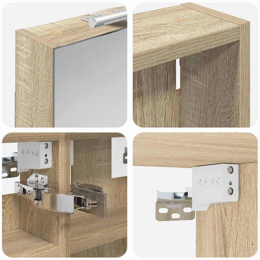 Badkamerkastenset 3 pcs 90 x 10,5 x 50 cm Bewerkt hout