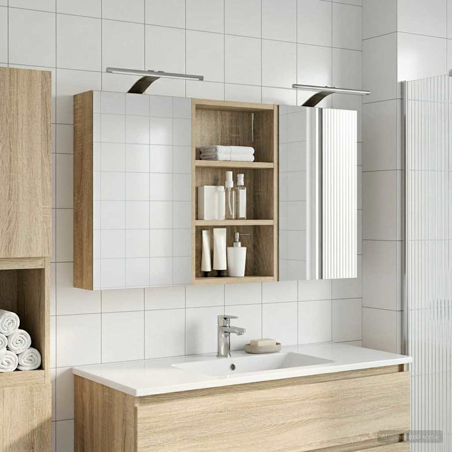 Badkamerkastenset 3 pcs 90 x 10,5 x 50 cm Bewerkt hout