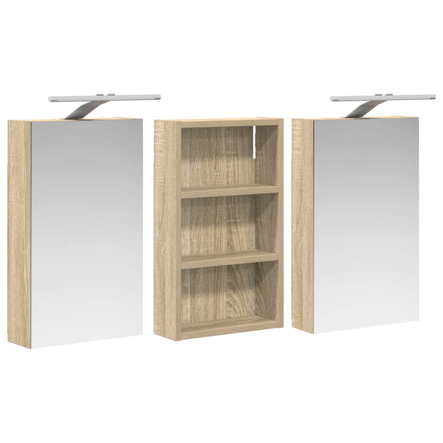 Badkamerkastenset 3 pcs 90 x 10,5 x 50 cm Bewerkt hout