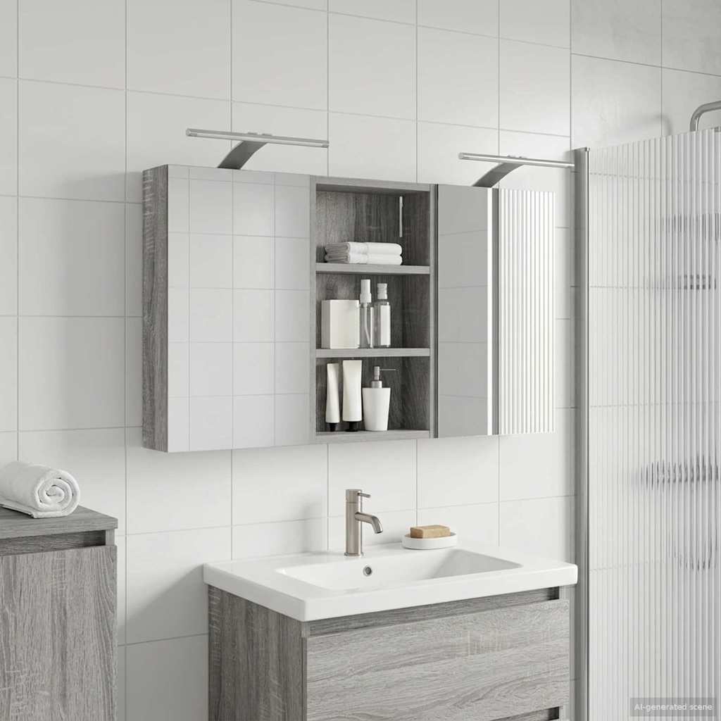 Badkamerkastenset 3 pcs 90 x 10,5 x 50 cm Bewerkt hout