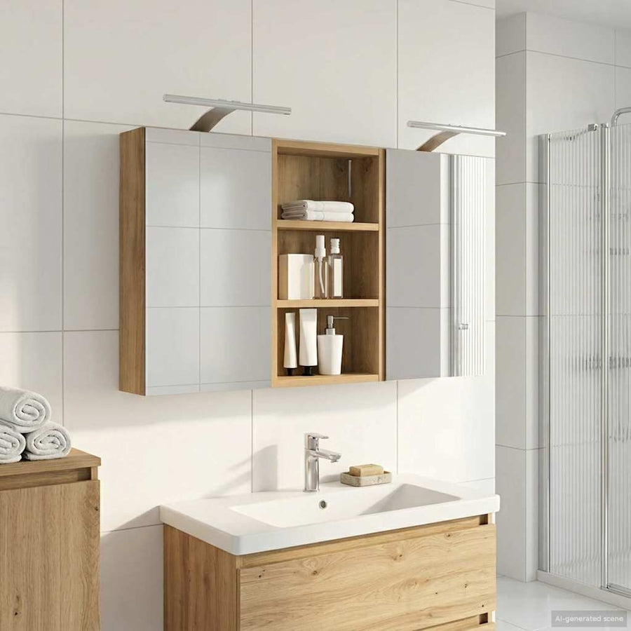 Badkamerkastenset 3 pcs 90 x 10,5 x 50 cm Bewerkt hout