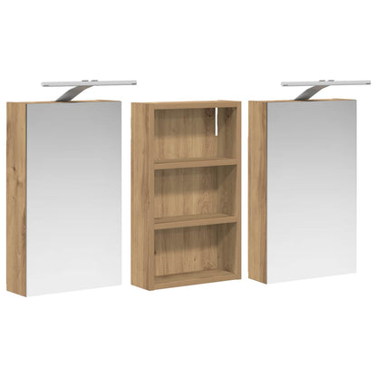 Badkamerkastenset 3 pcs 90 x 10,5 x 50 cm Bewerkt hout