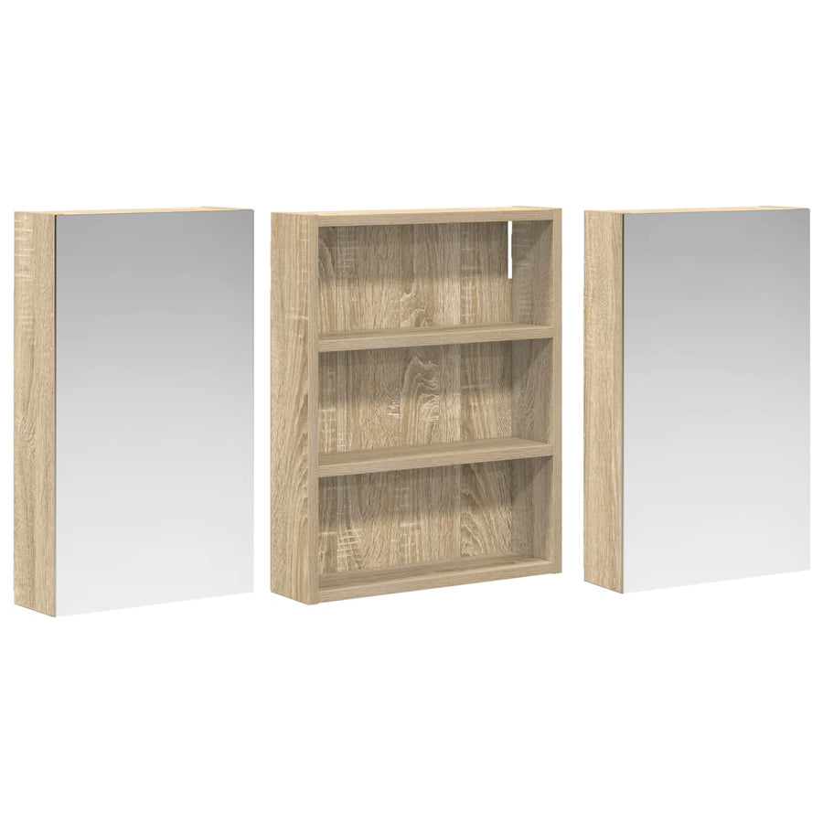 Badkamerkastenset 3 pcs 100 x 10,5 x 50 cm Bewerkt hout
