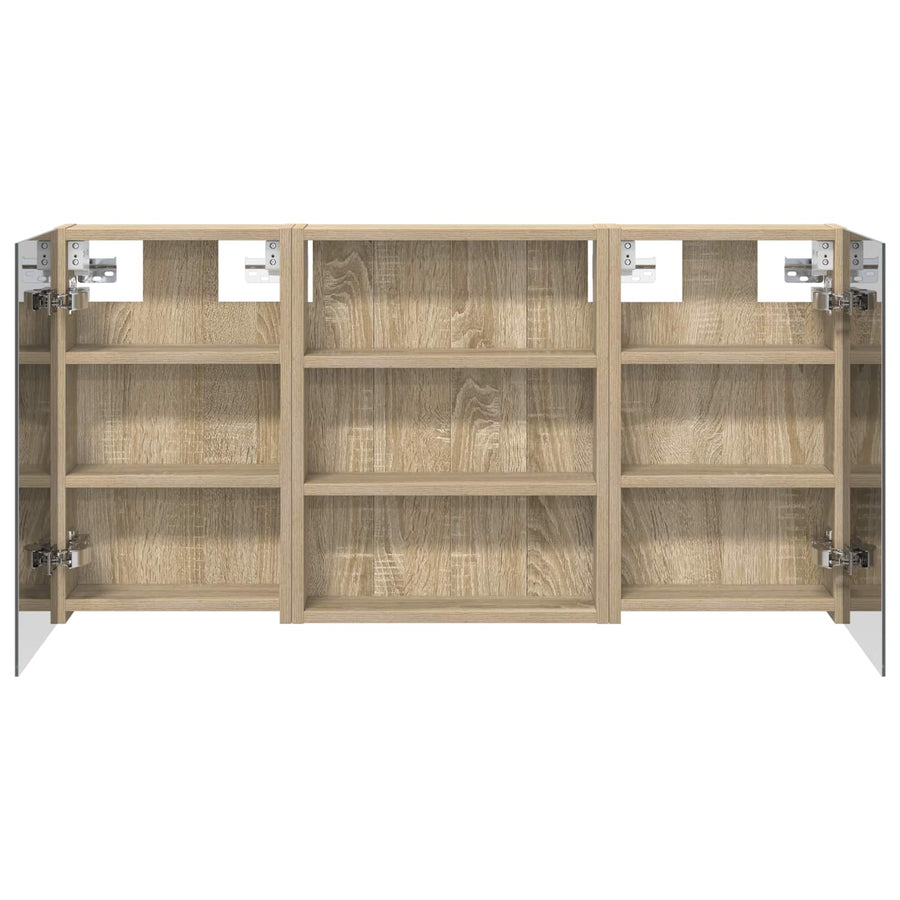 Badkamerkastenset 3 pcs 100 x 10,5 x 50 cm Bewerkt hout