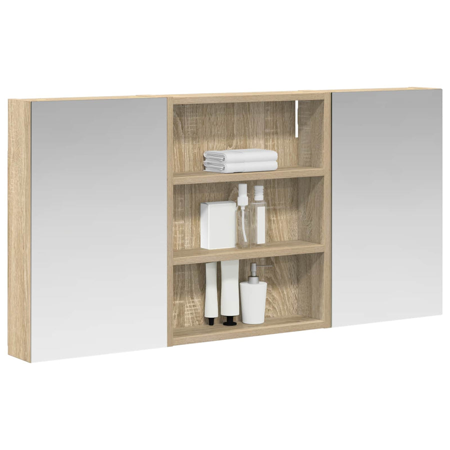Badkamerkastenset 3 pcs 100 x 10,5 x 50 cm Bewerkt hout