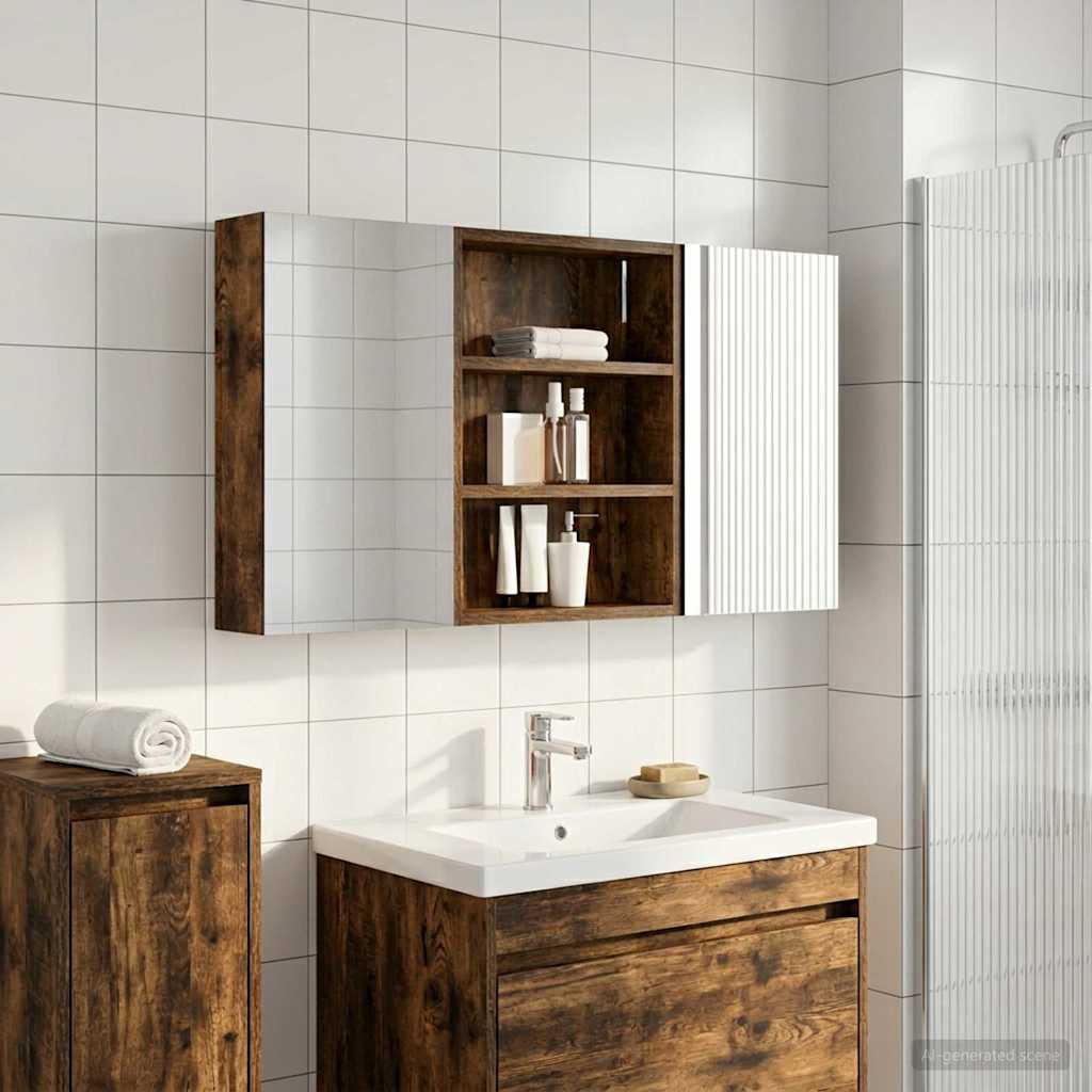 Badkamerkastenset 3 pcs 100 x 10,5 x 50 cm Bewerkt hout