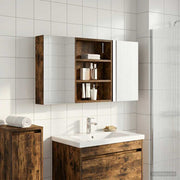 Badkamerkastenset bewerkt hout 100x10,5x50 cm