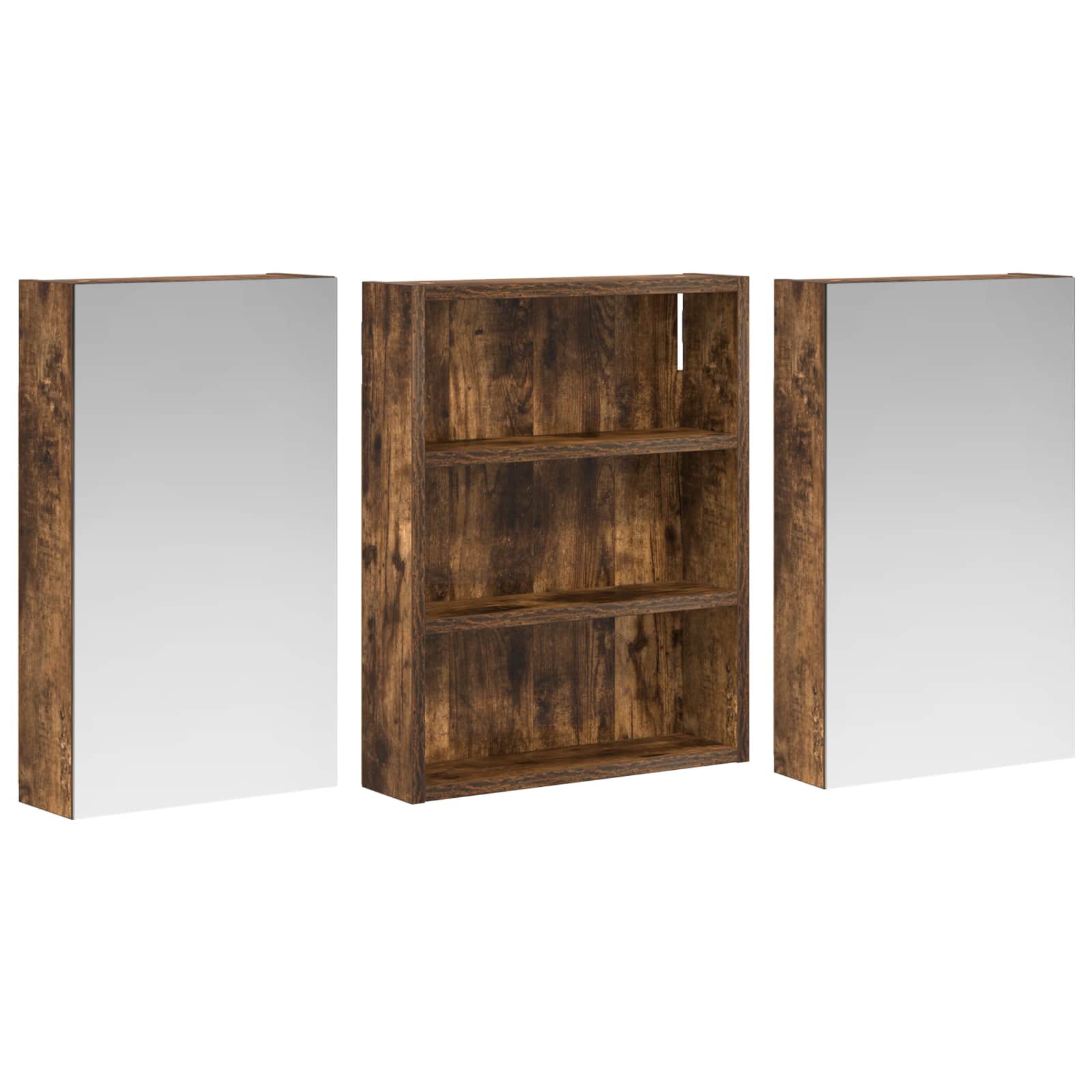 Badkamerkastenset 3 pcs 100 x 10,5 x 50 cm Bewerkt hout