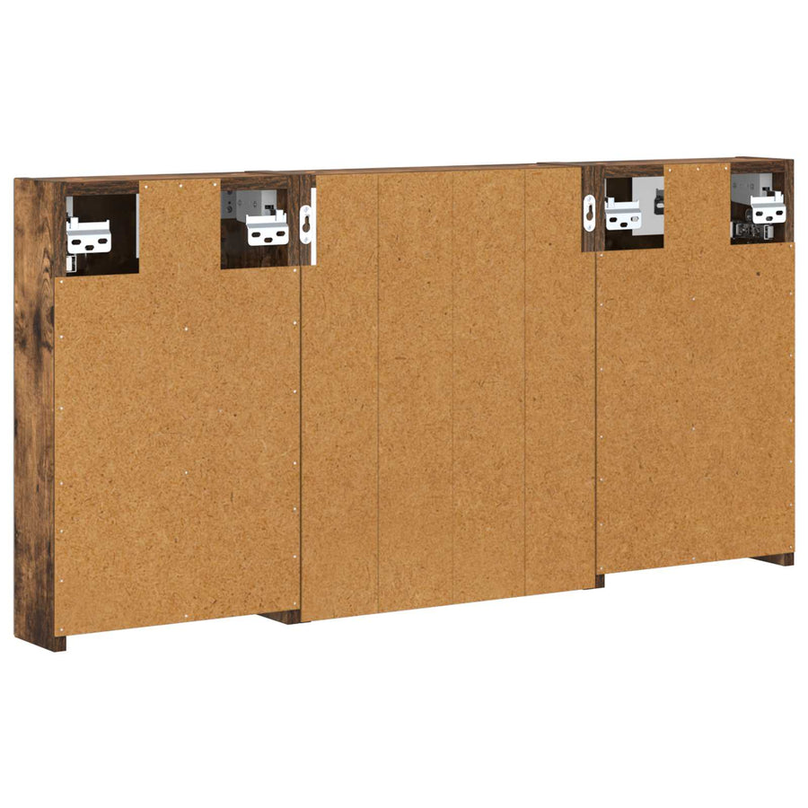 Badkamerkastenset 3 pcs 100 x 10,5 x 50 cm Bewerkt hout