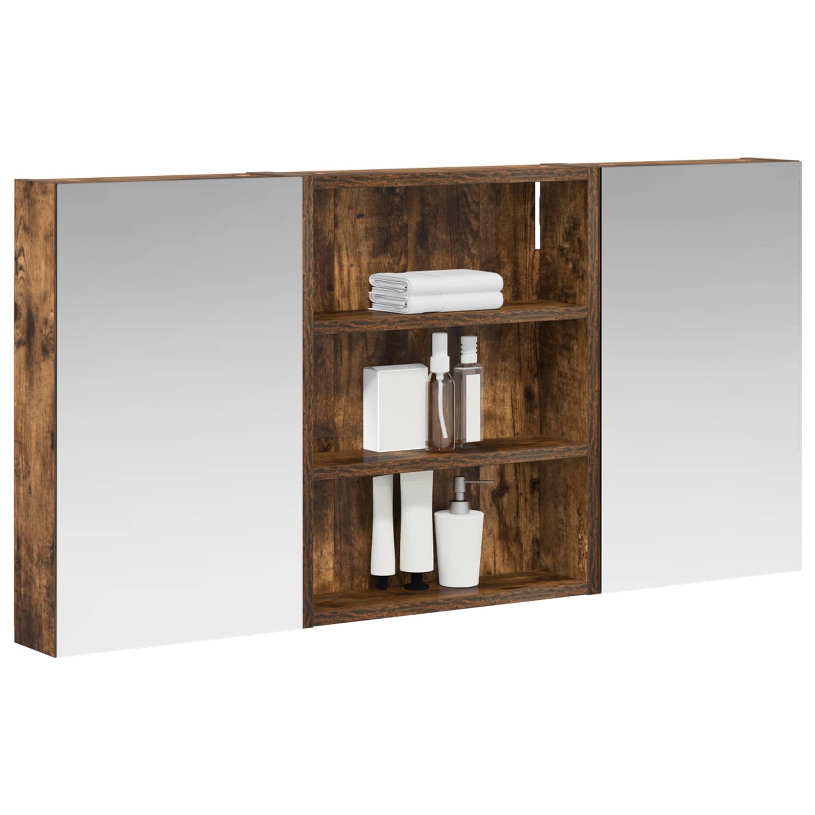 Badkamerkastenset 3 pcs 100 x 10,5 x 50 cm Bewerkt hout