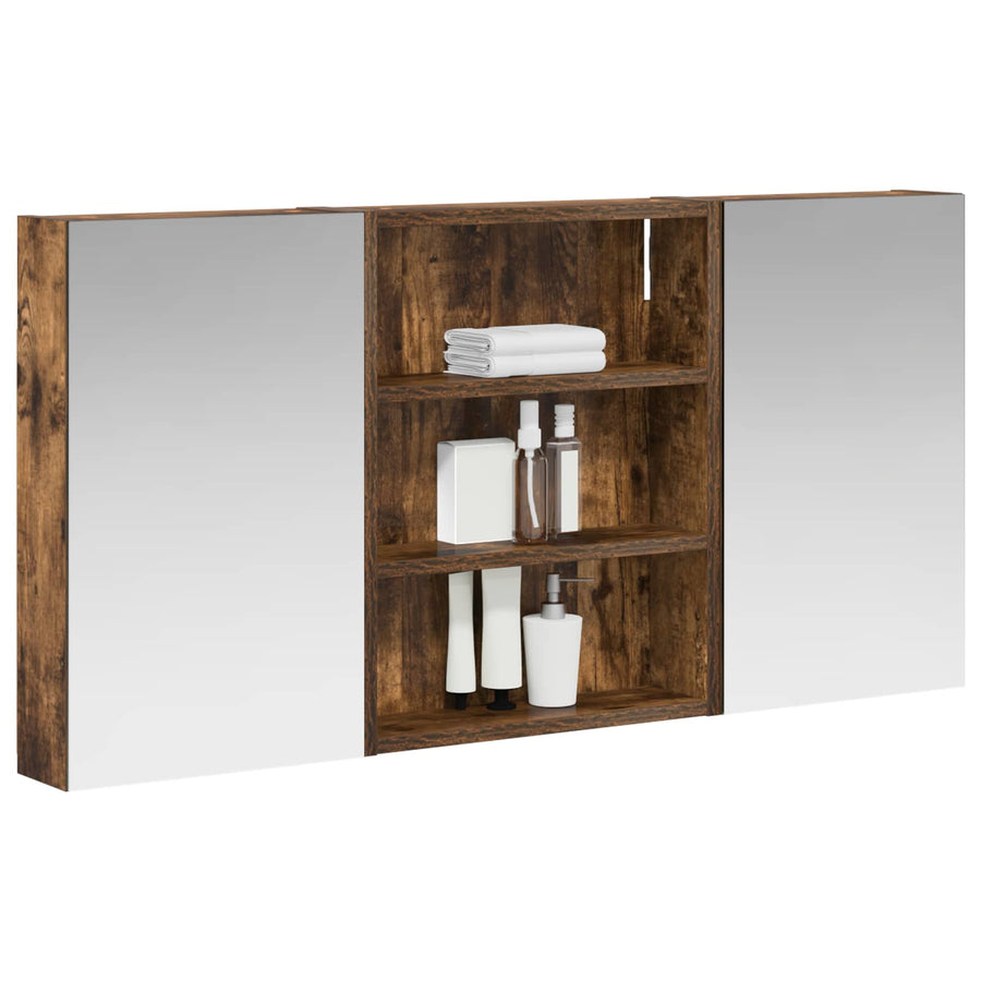 Badkamerkastenset 3 pcs 100 x 10,5 x 50 cm Bewerkt hout