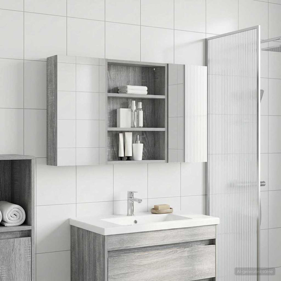 Badkamerkastenset 3 pcs 100 x 10,5 x 50 cm Bewerkt hout