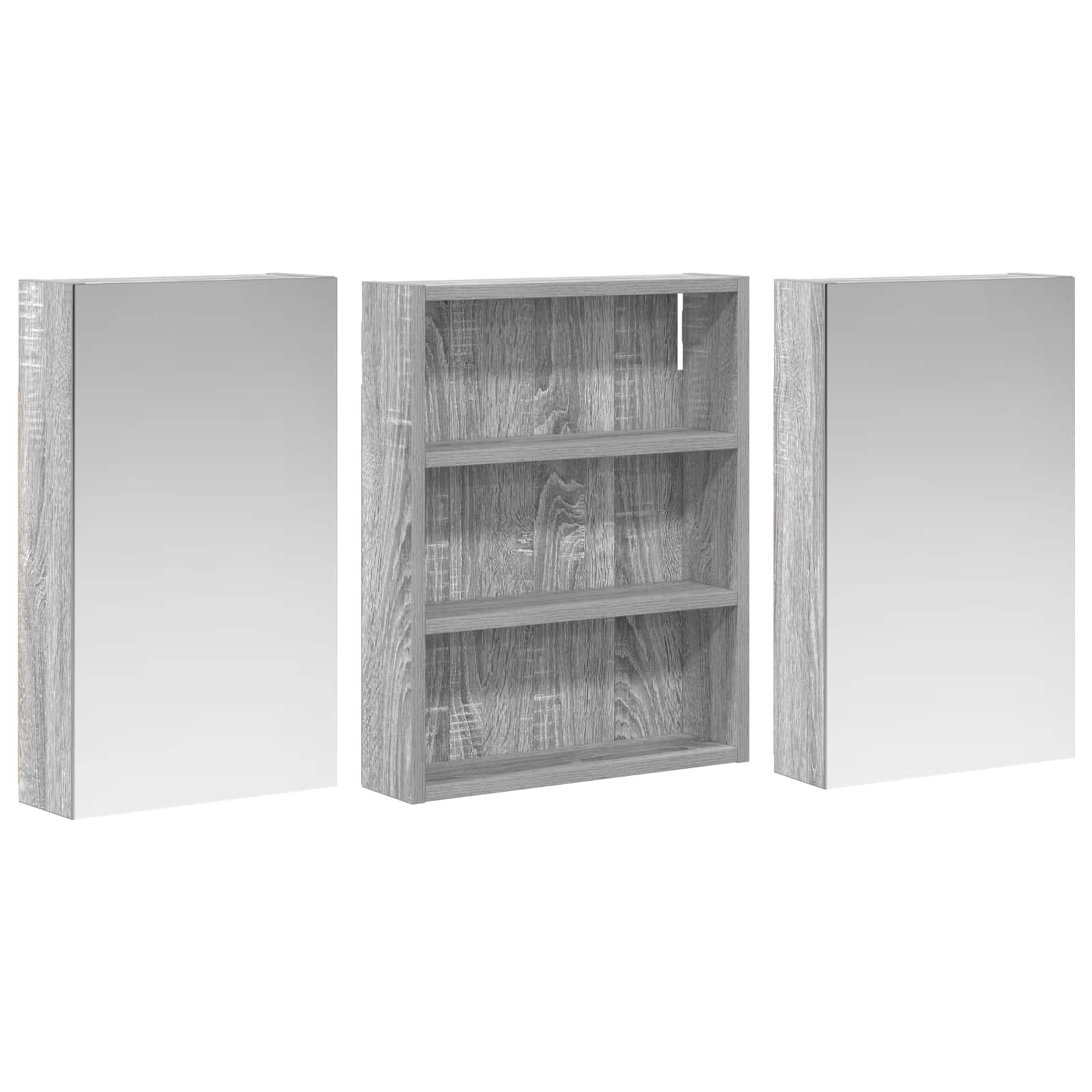 Badkamerkastenset 3 pcs 100 x 10,5 x 50 cm Bewerkt hout