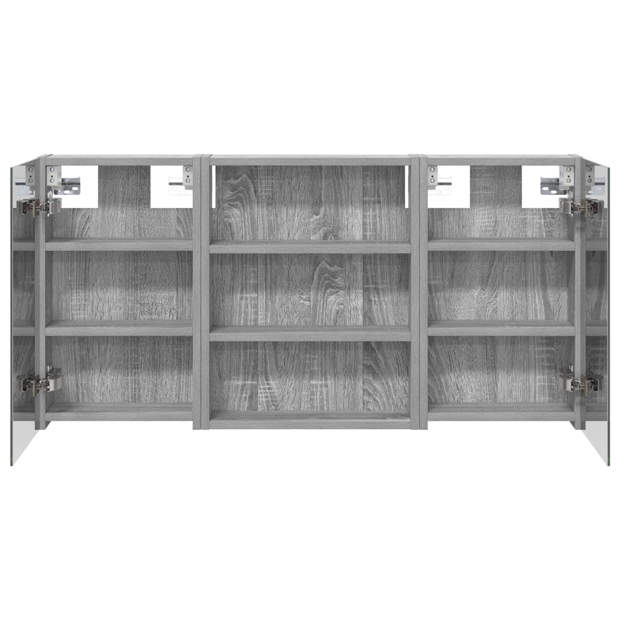 Badkamerkastenset 3 pcs 100 x 10,5 x 50 cm Bewerkt hout