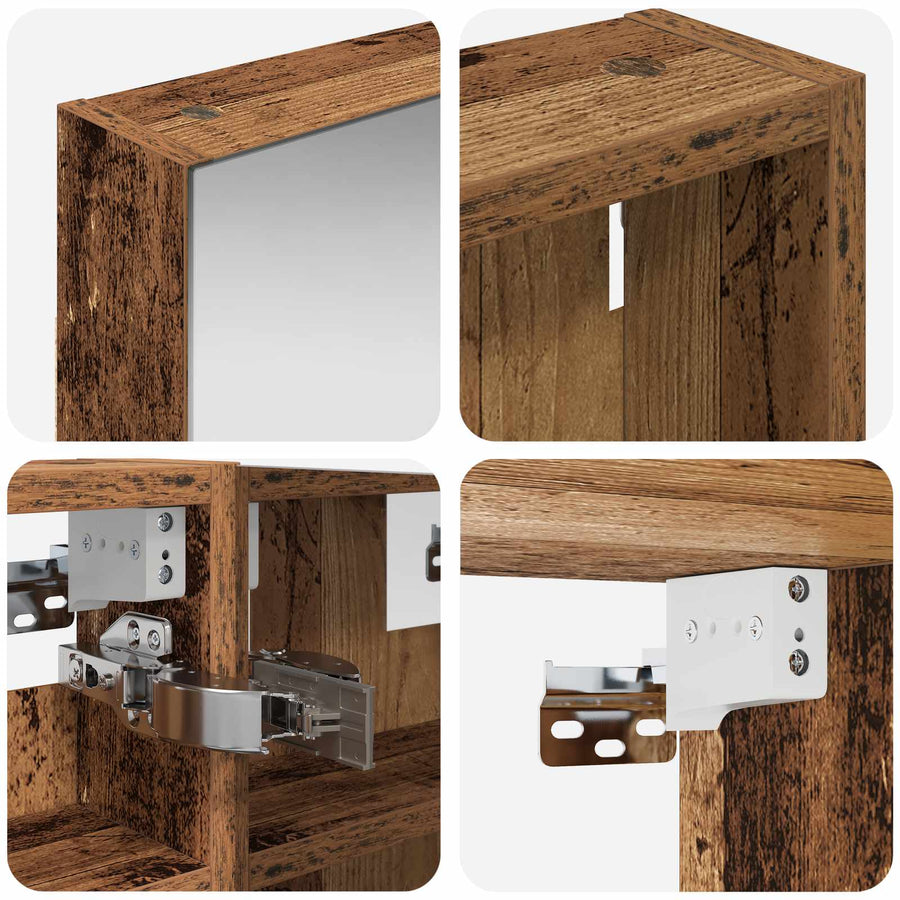 Badkamerkastenset 3 pcs 100 x 10,5 x 50 cm Bewerkt hout