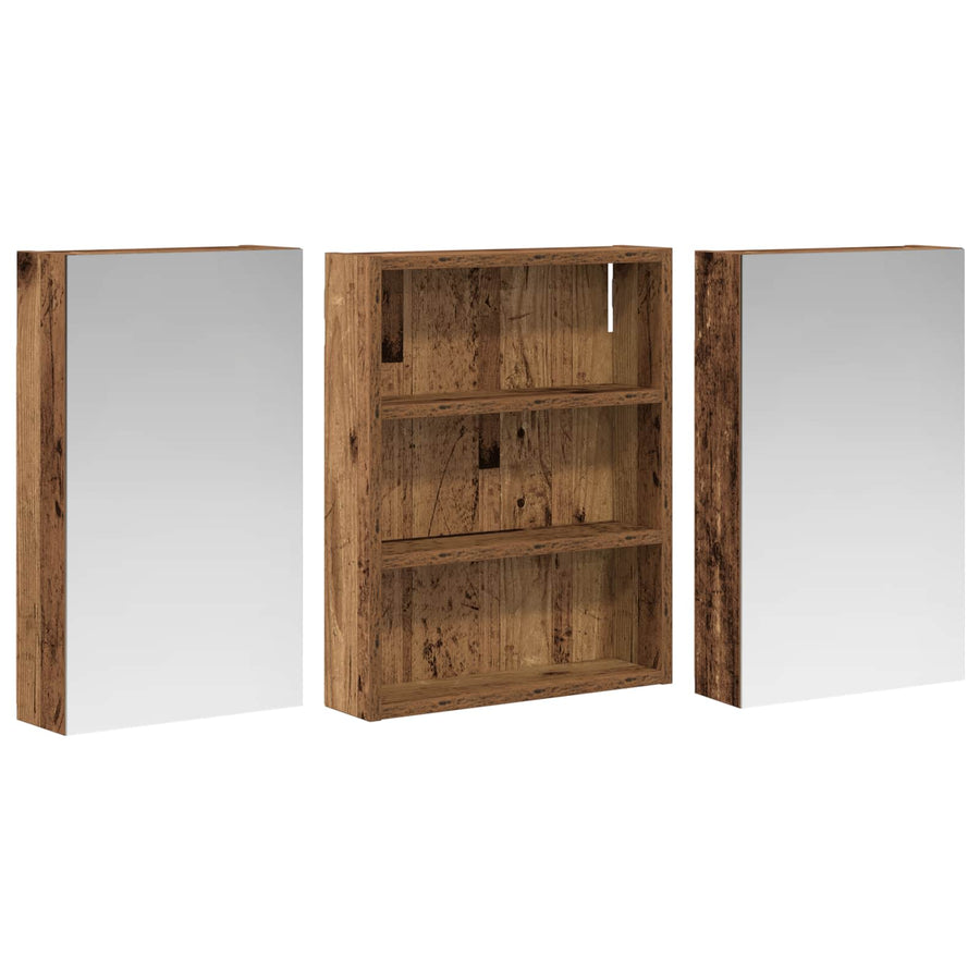 Badkamerkastenset 3 pcs 100 x 10,5 x 50 cm Bewerkt hout