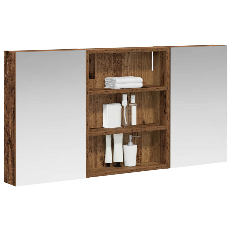 Badkamerkastenset 3 pcs 100 x 10,5 x 50 cm Bewerkt hout