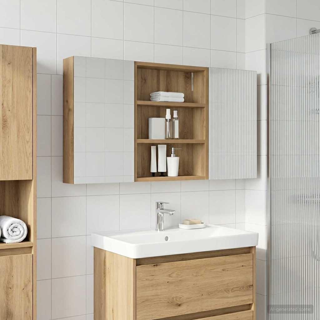 Badkamerkastenset 3 pcs 100 x 10,5 x 50 cm Bewerkt hout