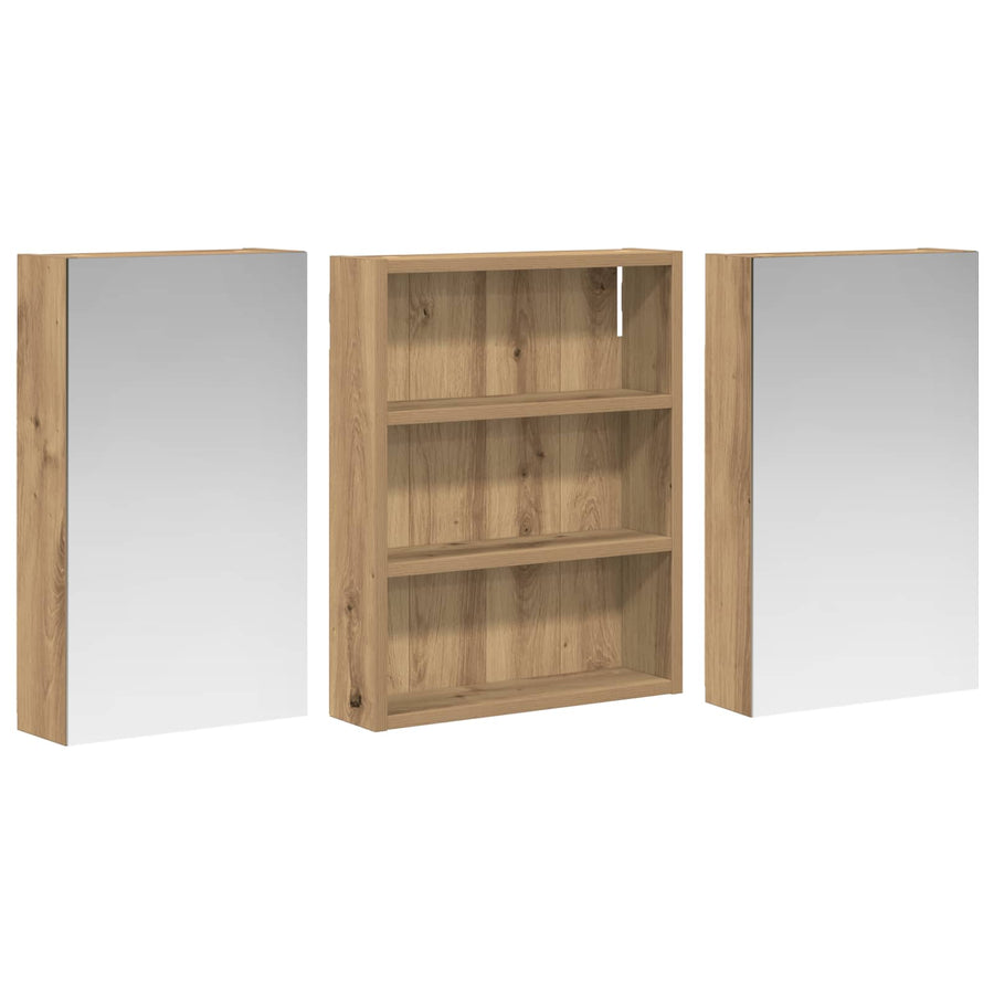 Badkamerkastenset 3 pcs 100 x 10,5 x 50 cm Bewerkt hout