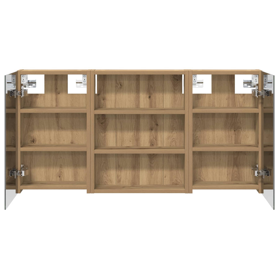 Badkamerkastenset 3 pcs 100 x 10,5 x 50 cm Bewerkt hout