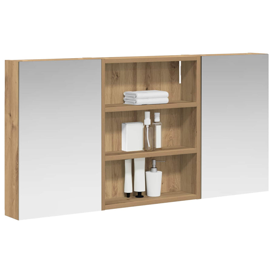 Badkamerkastenset 3 pcs 100 x 10,5 x 50 cm Bewerkt hout