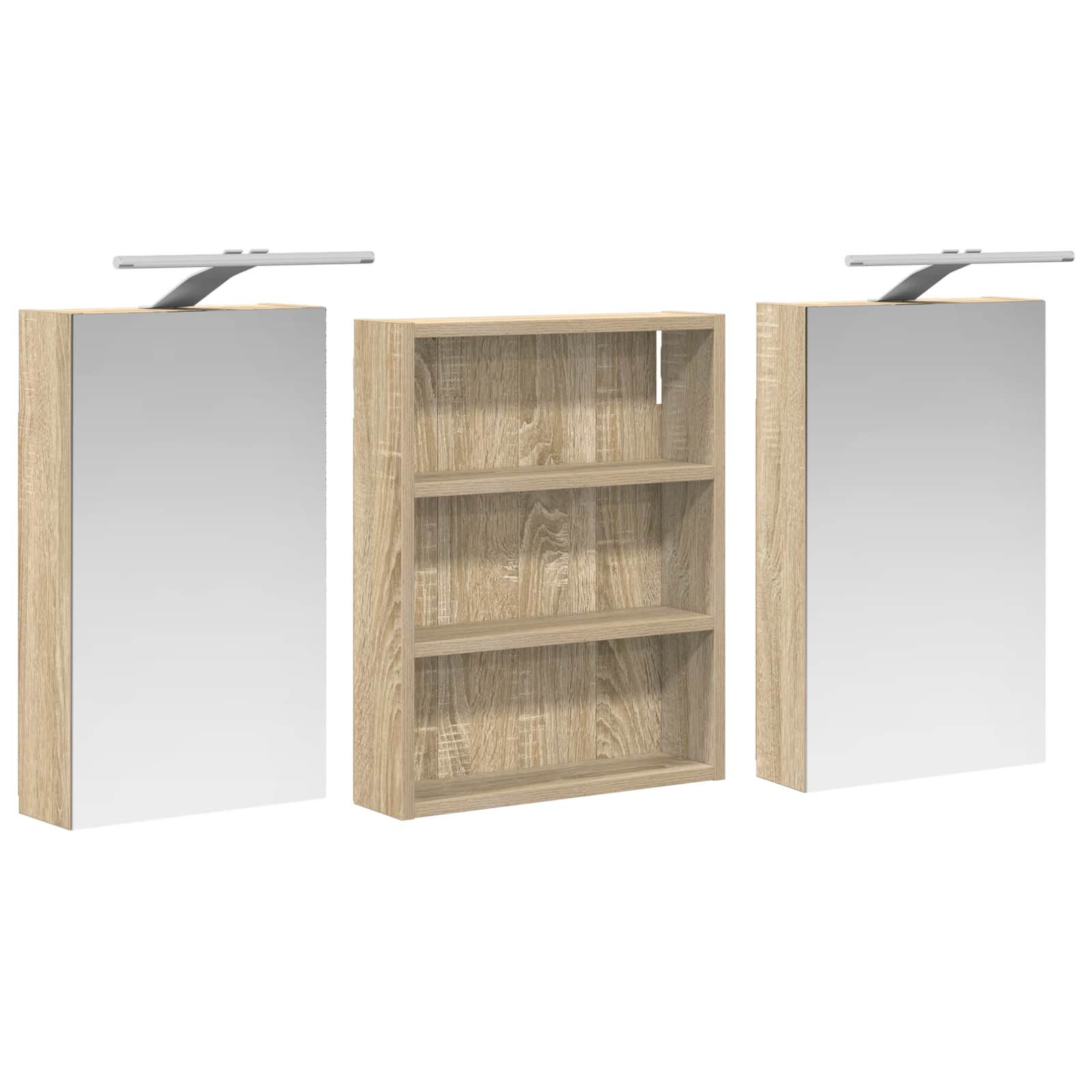 Badkamerkastenset 3 pcs 100 x 10,5 x 50 cm Bewerkt hout