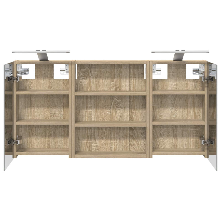 Badkamerkastenset 3 pcs 100 x 10,5 x 50 cm Bewerkt hout