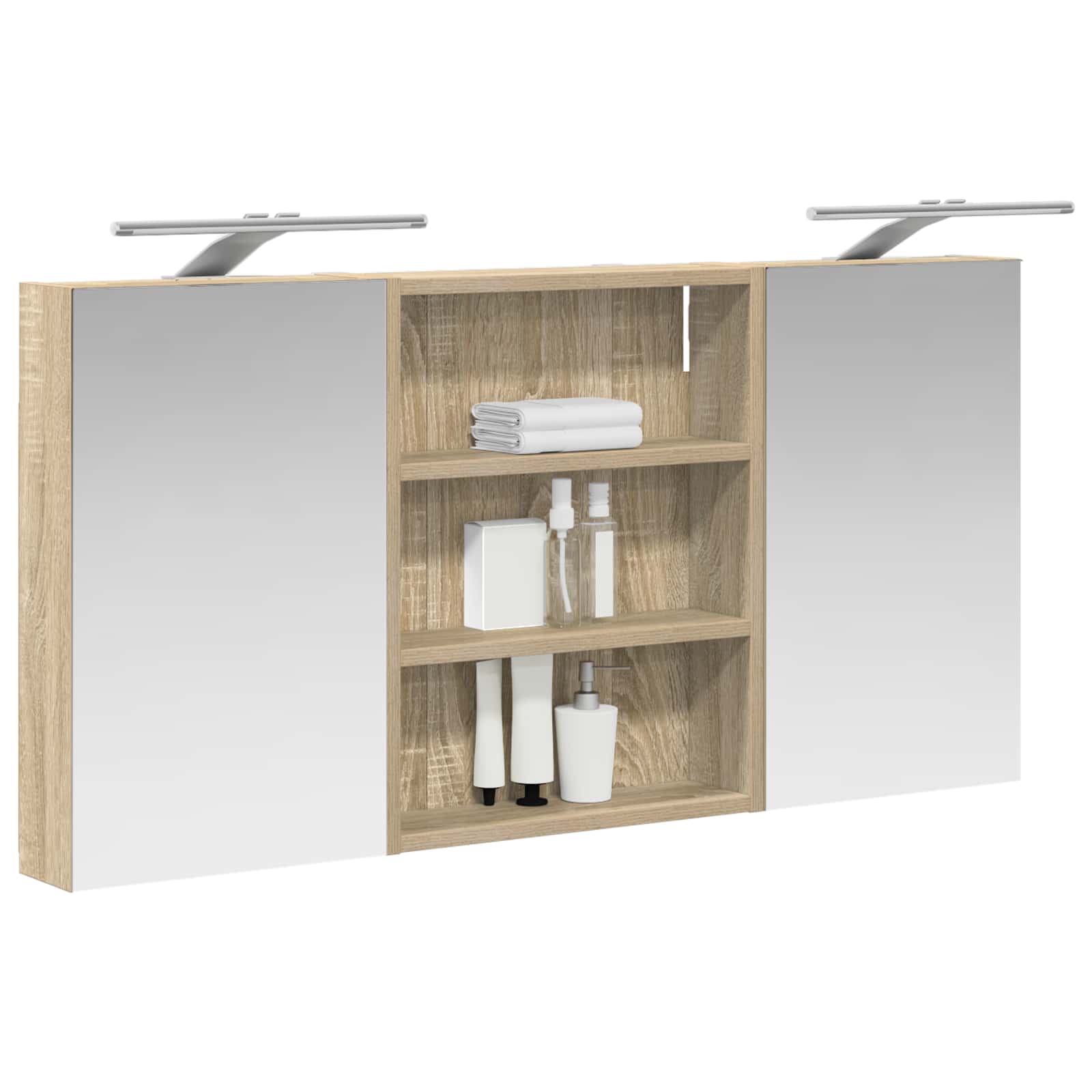 Badkamerkastenset 3 pcs 100 x 10,5 x 50 cm Bewerkt hout
