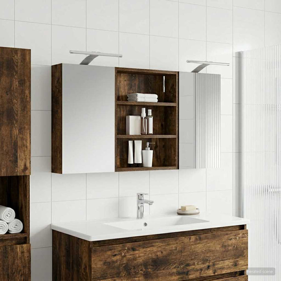Badkamerkastenset 3 st 100 x 10,5 x 50 cm Bewerkt hout