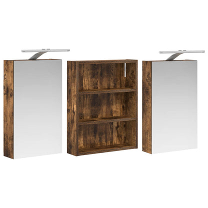 Badkamerkastenset 3 pcs 100 x 10,5 x 50 cm Bewerkt hout