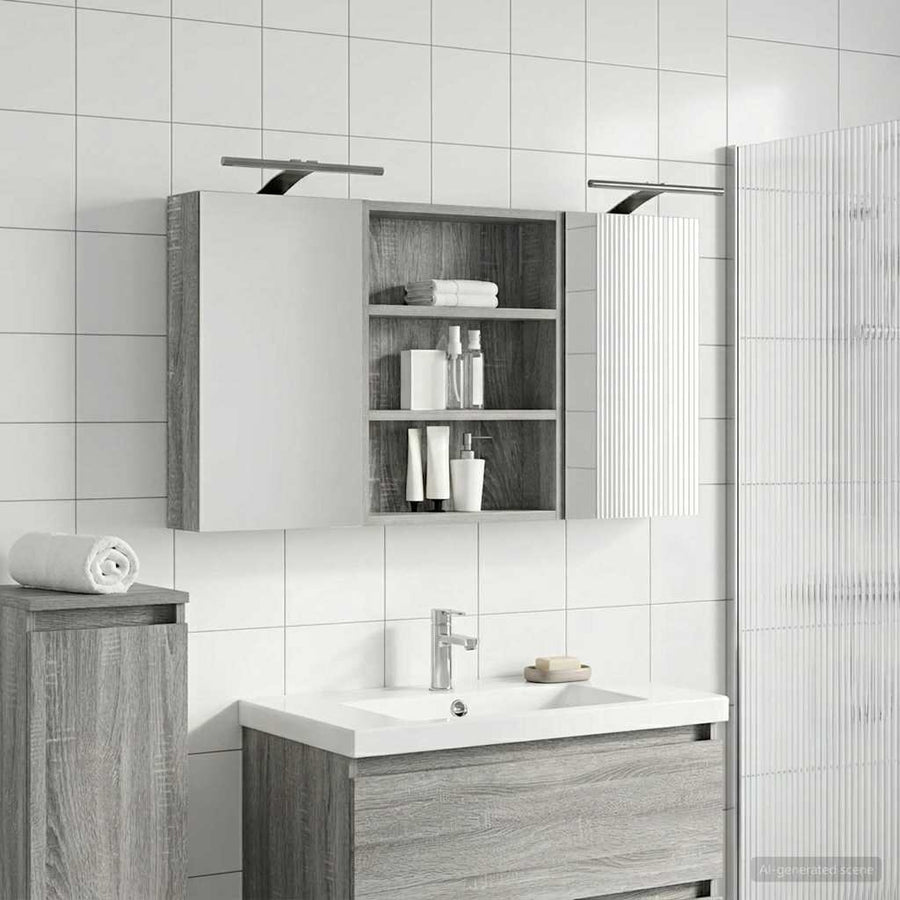 Badkamerkastenset 3 pcs 100 x 10,5 x 50 cm Bewerkt hout