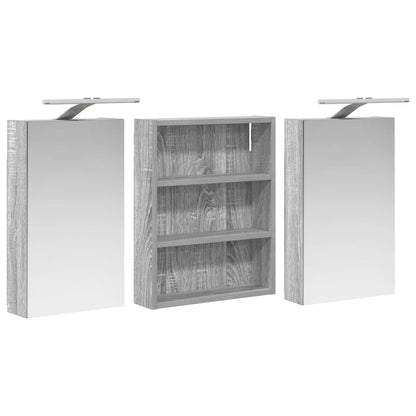 Badkamerkastenset 3 pcs 100 x 10,5 x 50 cm Bewerkt hout