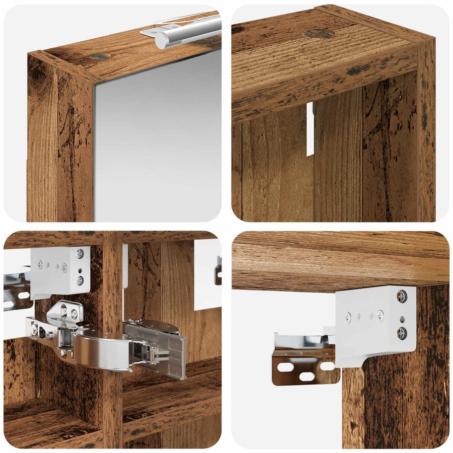 Badkamerkastenset 3 pcs 100 x 10,5 x 50 cm Bewerkt hout