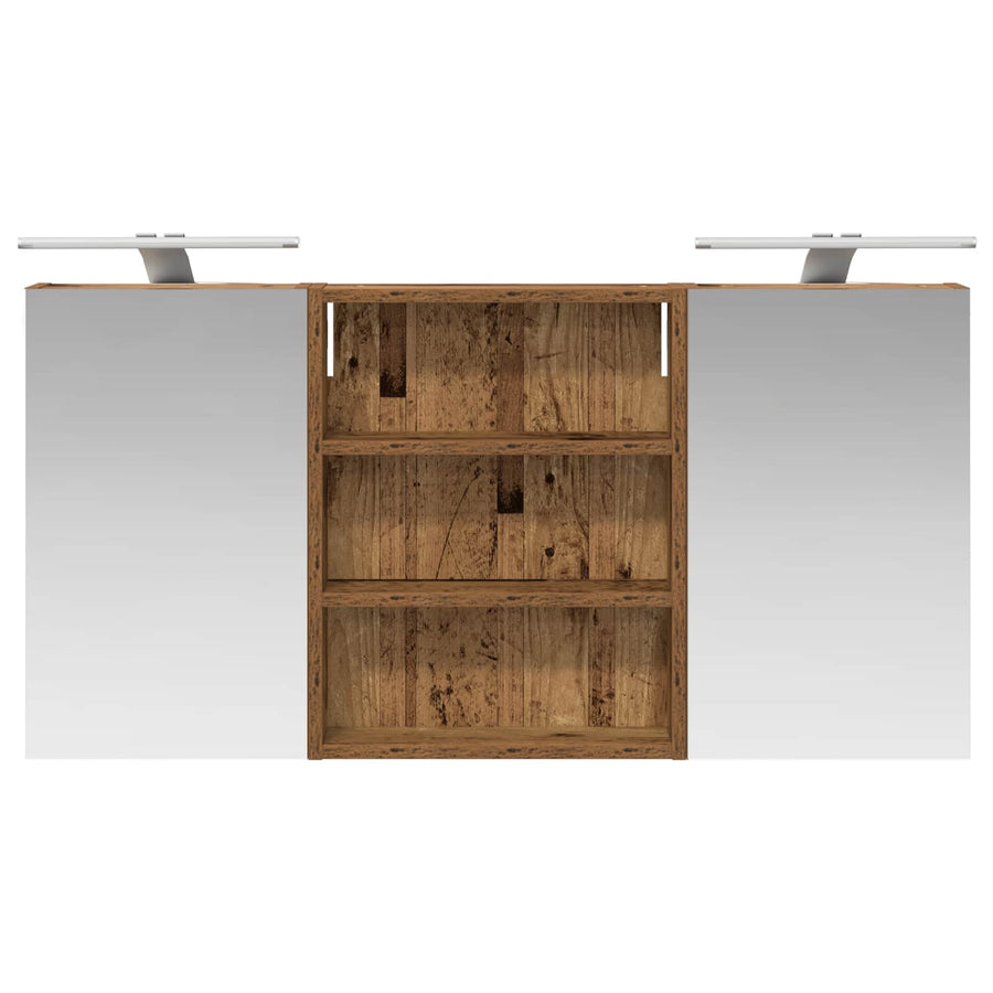 Badkamerkastenset 3 pcs 100 x 10,5 x 50 cm Bewerkt hout