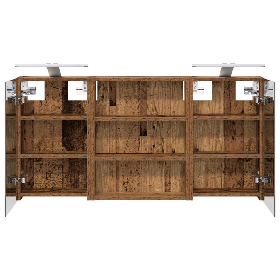 Badkamerkastenset 3 pcs 100 x 10,5 x 50 cm Bewerkt hout